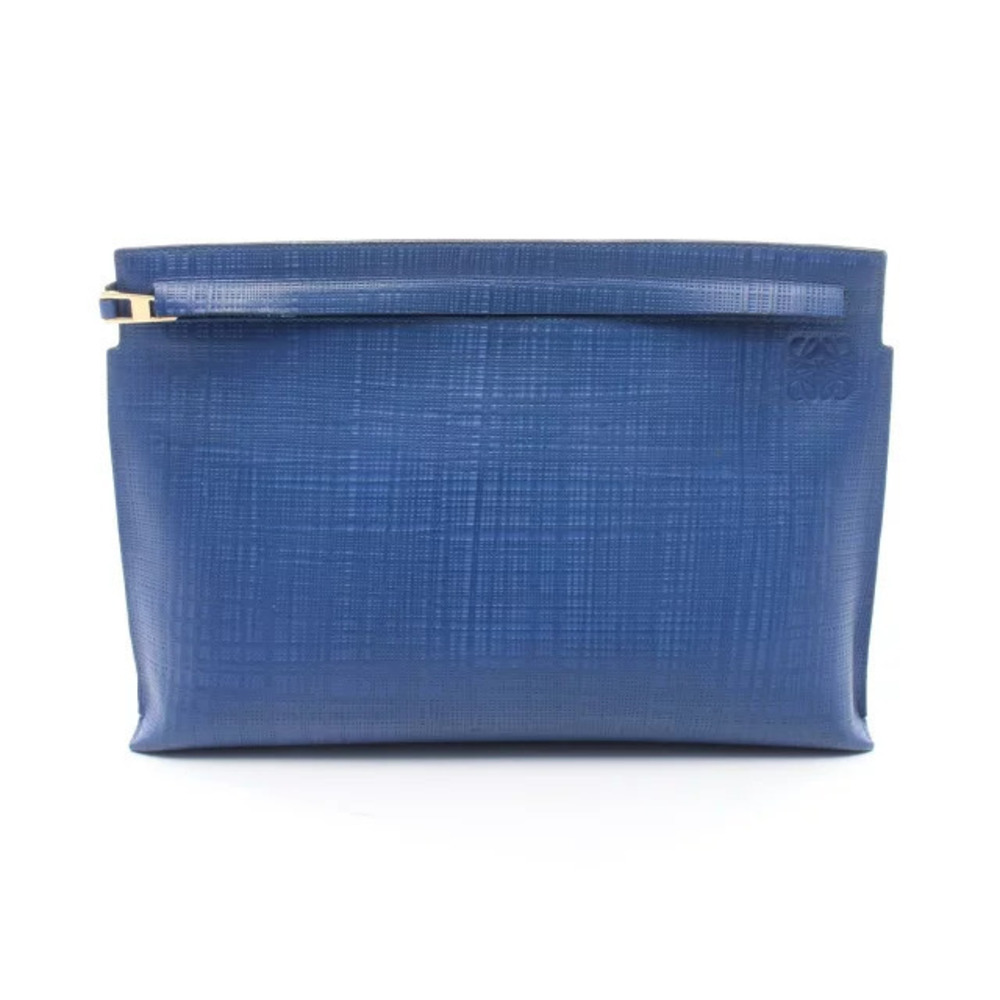 Loewe T Pouch Clutch Anagram Shoulder Bag Leather Blue